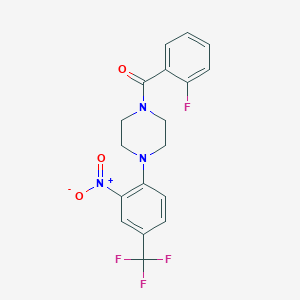 molecular formula C18H15F4N3O3 B327055 1-(2-Fluorobenzoyl)-4-[2-nitro-4-(trifluoromethyl)phenyl]piperazine 