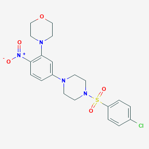 molecular formula C20H23ClN4O5S B327057 4-Chloro-1-{[4-(3-morpholin-4-yl-4-nitrophenyl)piperazinyl]sulfonyl}benzene 