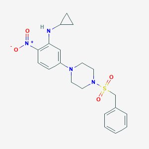 molecular formula C20H24N4O4S B327059 1-(Benzylsulfonyl)-4-{3-(cyclopropylamino)-4-nitrophenyl}piperazine 