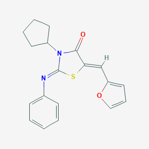 molecular formula C19H18N2O2S B327064 3-Cyclopentyl-5-(2-furylmethylene)-2-(phenylimino)-1,3-thiazolidin-4-one 