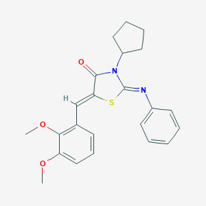molecular formula C23H24N2O3S B327065 3-Cyclopentyl-5-(2,3-dimethoxybenzylidene)-2-(phenylimino)-1,3-thiazolidin-4-one 