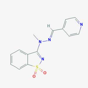 molecular formula C14H12N4O2S B327072 Isonicotinaldehyde (1,1-dioxido-1,2-benzisothiazol-3-yl)(methyl)hydrazone 
