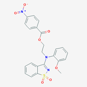 molecular formula C23H19N3O7S B327073 2-[(1,1-Dioxido-1,2-benzisothiazol-3-yl)-2-methoxyanilino]ethyl 4-nitrobenzoate 