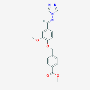 molecular formula C19H18N4O4 B327077 methyl 4-({2-methoxy-4-[(4H-1,2,4-triazol-4-ylimino)methyl]phenoxy}methyl)benzoate 