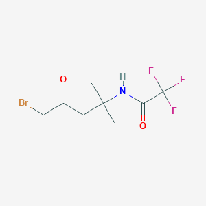 molecular formula C8H11BrF3NO2 B3270797 Acetamide, N-(4-bromo-1,1-dimethyl-3-oxobutyl)-2,2,2-trifluoro- CAS No. 534620-39-8