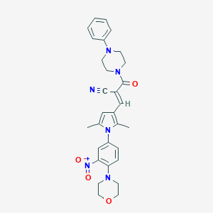 molecular formula C30H32N6O4 B327080 3-{1-[3-nitro-4-(4-morpholinyl)phenyl]-2,5-dimethyl-1H-pyrrol-3-yl}-2-[(4-phenyl-1-piperazinyl)carbonyl]acrylonitrile 