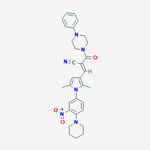 molecular formula C31H34N6O3 B327081 3-{1-[3-nitro-4-(1-piperidinyl)phenyl]-2,5-dimethyl-1H-pyrrol-3-yl}-2-[(4-phenyl-1-piperazinyl)carbonyl]acrylonitrile 