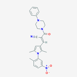 molecular formula C27H27N5O3 B327082 3-(1-{5-nitro-2-methylphenyl}-2,5-dimethyl-1H-pyrrol-3-yl)-2-[(4-phenyl-1-piperazinyl)carbonyl]acrylonitrile 
