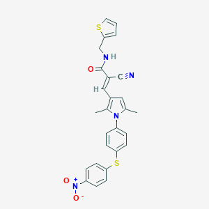 2-cyano-3-{1-[4-({4-nitrophenyl}sulfanyl)phenyl]-2,5-dimethyl-1H-pyrrol-3-yl}-N-(2-thienylmethyl)acrylamide