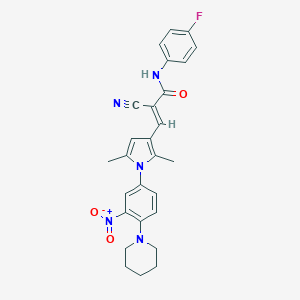 molecular formula C27H26FN5O3 B327085 2-cyano-N-(4-fluorophenyl)-3-{1-[3-nitro-4-(1-piperidinyl)phenyl]-2,5-dimethyl-1H-pyrrol-3-yl}acrylamide 