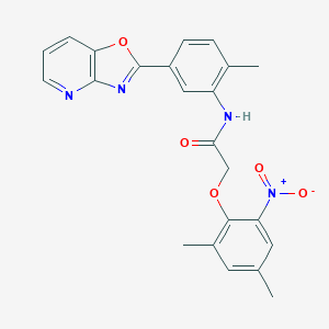 molecular formula C23H20N4O5 B327086 2-{2-nitro-4,6-dimethylphenoxy}-N-(2-methyl-5-[1,3]oxazolo[4,5-b]pyridin-2-ylphenyl)acetamide 