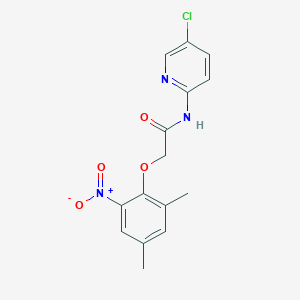 molecular formula C15H14ClN3O4 B327089 N-(5-chloro-2-pyridinyl)-2-{2-nitro-4,6-dimethylphenoxy}acetamide 