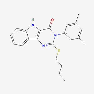 molecular formula C22H23N3OS B3270893 2-(butylthio)-3-(3,5-dimethylphenyl)-3H-pyrimido[5,4-b]indol-4(5H)-one CAS No. 536705-90-5