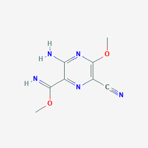 molecular formula C8H9N5O2 B3271021 Methyl 3-amino-6-cyano-5-methoxypyrazine-2-carboximidate CAS No. 53853-59-1