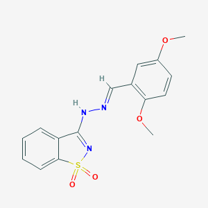 molecular formula C16H15N3O4S B327104 2,5-Dimethoxybenzaldehyde (1,1-dioxido-1,2-benzisothiazol-3-yl)hydrazone 