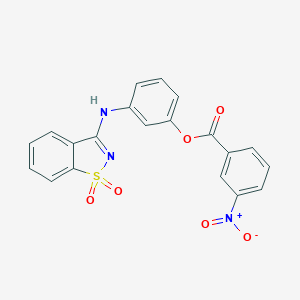 molecular formula C20H13N3O6S B327106 3-[(1,1-Dioxido-1,2-benzisothiazol-3-yl)amino]phenyl 3-nitrobenzoate 