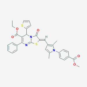 molecular formula C34H29N3O5S2 B327109 ethyl 2-({1-[4-(methoxycarbonyl)phenyl]-2,5-dimethyl-1H-pyrrol-3-yl}methylene)-3-oxo-7-phenyl-5-(2-thienyl)-2,3-dihydro-5H-[1,3]thiazolo[3,2-a]pyrimidine-6-carboxylate 