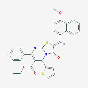 ethyl 2-[(4-methoxy-1-naphthyl)methylene]-3-oxo-7-phenyl-5-(2-thienyl)-2,3-dihydro-5H-[1,3]thiazolo[3,2-a]pyrimidine-6-carboxylate
