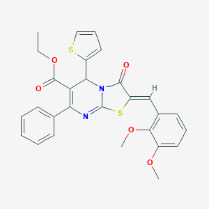 molecular formula C28H24N2O5S2 B327111 ethyl 2-(2,3-dimethoxybenzylidene)-3-oxo-7-phenyl-5-(2-thienyl)-2,3-dihydro-5H-[1,3]thiazolo[3,2-a]pyrimidine-6-carboxylate 