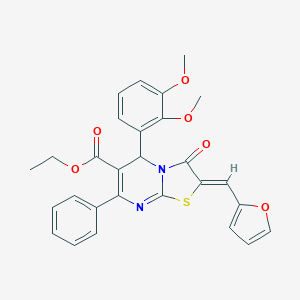 molecular formula C28H24N2O6S B327113 ethyl 5-(2,3-dimethoxyphenyl)-2-(2-furylmethylene)-3-oxo-7-phenyl-2,3-dihydro-5H-[1,3]thiazolo[3,2-a]pyrimidine-6-carboxylate 