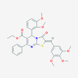 molecular formula C33H32N2O8S B327115 ethyl 5-(2,3-dimethoxyphenyl)-3-oxo-7-phenyl-2-(3,4,5-trimethoxybenzylidene)-2,3-dihydro-5H-[1,3]thiazolo[3,2-a]pyrimidine-6-carboxylate 