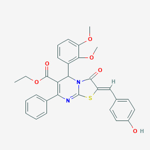 molecular formula C30H26N2O6S B327116 ethyl 5-(2,3-dimethoxyphenyl)-2-(4-hydroxybenzylidene)-3-oxo-7-phenyl-2,3-dihydro-5H-[1,3]thiazolo[3,2-a]pyrimidine-6-carboxylate 