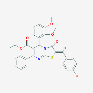 molecular formula C31H28N2O6S B327118 ethyl 5-(2,3-dimethoxyphenyl)-2-(4-methoxybenzylidene)-3-oxo-7-phenyl-2,3-dihydro-5H-[1,3]thiazolo[3,2-a]pyrimidine-6-carboxylate 