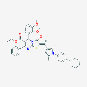 molecular formula C42H43N3O5S B327123 ethyl 2-{[1-(4-cyclohexylphenyl)-2,5-dimethyl-1H-pyrrol-3-yl]methylene}-5-(2,3-dimethoxyphenyl)-3-oxo-7-phenyl-2,3-dihydro-5H-[1,3]thiazolo[3,2-a]pyrimidine-6-carboxylate 