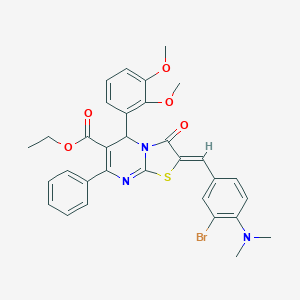 molecular formula C32H30BrN3O5S B327124 ethyl 2-[3-bromo-4-(dimethylamino)benzylidene]-5-(2,3-dimethoxyphenyl)-3-oxo-7-phenyl-2,3-dihydro-5H-[1,3]thiazolo[3,2-a]pyrimidine-6-carboxylate 