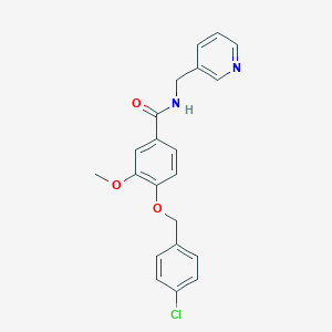 molecular formula C21H19ClN2O3 B327125 4-[(4-chlorophenyl)methoxy]-3-methoxy-N-(pyridin-3-ylmethyl)benzamide 