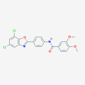 molecular formula C22H16Cl2N2O4 B327128 N-[4-(5,7-dichloro-1,3-benzoxazol-2-yl)phenyl]-3,4-dimethoxybenzamide 