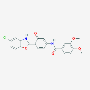 molecular formula C22H17ClN2O5 B327129 N-[(4E)-4-(5-chloro-3H-1,3-benzoxazol-2-ylidene)-3-oxocyclohexa-1,5-dien-1-yl]-3,4-dimethoxybenzamide 