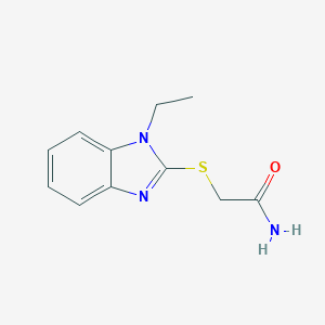 molecular formula C11H13N3OS B327137 2-[(1-ethyl-1H-benzimidazol-2-yl)sulfanyl]acetamide 