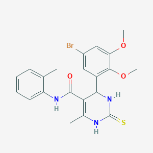 molecular formula C21H22BrN3O3S B327138 4-(5-bromo-2,3-dimethoxyphenyl)-6-methyl-N-(2-methylphenyl)-2-thioxo-1,2,3,4-tetrahydro-5-pyrimidinecarboxamide 