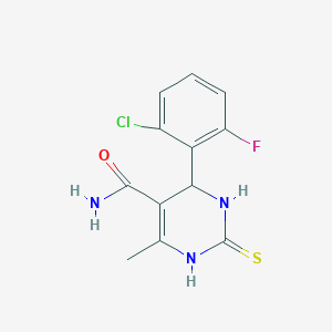 molecular formula C12H11ClFN3OS B327141 4-(2-Chloro-6-fluorophenyl)-6-methyl-2-thioxo-1,2,3,4-tetrahydro-5-pyrimidinecarboxamide 