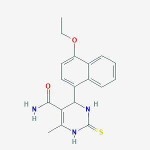 molecular formula C18H19N3O2S B327144 4-(4-Ethoxy-1-naphthyl)-6-methyl-2-thioxo-1,2,3,4-tetrahydro-5-pyrimidinecarboxamide 