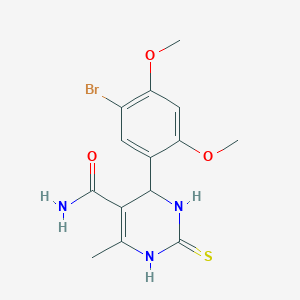 molecular formula C14H16BrN3O3S B327151 4-(5-Bromo-2,4-dimethoxyphenyl)-6-methyl-2-thioxo-1,2,3,4-tetrahydro-5-pyrimidinecarboxamide 