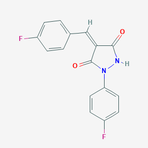 molecular formula C16H10F2N2O2 B327162 4-(4-Fluoro-benzylidene)-1-(4-fluoro-phenyl)-pyrazolidine-3,5-dione 