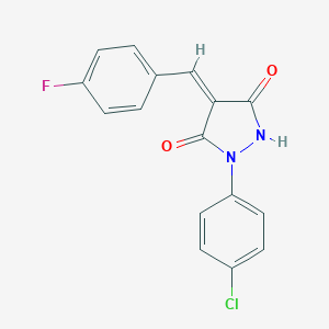 molecular formula C16H10ClFN2O2 B327165 1-(4-Chlorophenyl)-4-(4-fluorobenzylidene)-3,5-pyrazolidinedione 