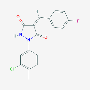 molecular formula C17H12ClFN2O2 B327167 1-(3-Chloro-4-methylphenyl)-4-(4-fluorobenzylidene)-3,5-pyrazolidinedione 