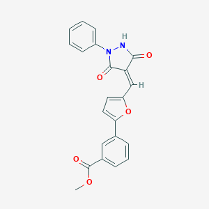 molecular formula C22H16N2O5 B327175 Methyl 3-{5-[(3,5-dioxo-1-phenyl-4-pyrazolidinylidene)methyl]-2-furyl}benzoate 