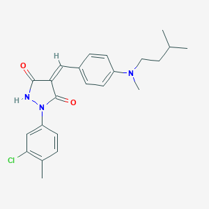 molecular formula C23H26ClN3O2 B327176 1-(3-Chloro-4-methylphenyl)-4-{4-[isopentyl(methyl)amino]benzylidene}-3,5-pyrazolidinedione 