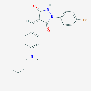 molecular formula C22H24BrN3O2 B327177 1-(4-Bromophenyl)-4-{4-[isopentyl(methyl)amino]benzylidene}-3,5-pyrazolidinedione 