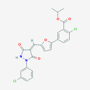 molecular formula C24H18Cl2N2O5 B327181 Isopropyl 2-chloro-5-(5-{[1-(3-chlorophenyl)-3,5-dioxo-4-pyrazolidinylidene]methyl}-2-furyl)benzoate 