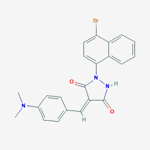 molecular formula C22H18BrN3O2 B327182 (4Z)-1-(4-bromonaphthalen-1-yl)-4-[4-(dimethylamino)benzylidene]pyrazolidine-3,5-dione 