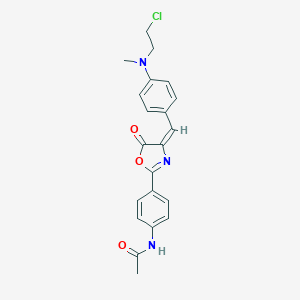 molecular formula C21H20ClN3O3 B327188 N-[4-(4-{4-[(2-chloroethyl)(methyl)amino]benzylidene}-5-oxo-4,5-dihydro-1,3-oxazol-2-yl)phenyl]acetamide 