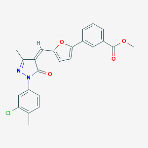 molecular formula C24H19ClN2O4 B327190 methyl 3-(5-{[1-(3-chloro-4-methylphenyl)-3-methyl-5-oxo-1,5-dihydro-4H-pyrazol-4-ylidene]methyl}-2-furyl)benzoate 