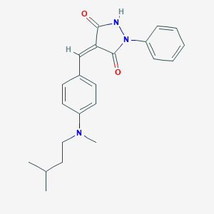 molecular formula C22H25N3O2 B327192 4-{4-[Isopentyl(methyl)amino]benzylidene}-1-phenyl-3,5-pyrazolidinedione 