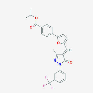 molecular formula C26H21F3N2O4 B327194 isopropyl 4-[5-({3-methyl-5-oxo-1-[3-(trifluoromethyl)phenyl]-1,5-dihydro-4H-pyrazol-4-ylidene}methyl)-2-furyl]benzoate 