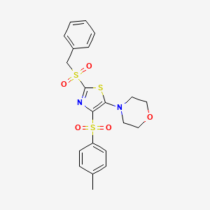 molecular formula C21H22N2O5S3 B3271949 4-(2-(Benzylsulfonyl)-4-tosylthiazol-5-yl)morpholine CAS No. 557773-84-9